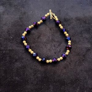 Elegant silver and Purple Beaded Bracelet